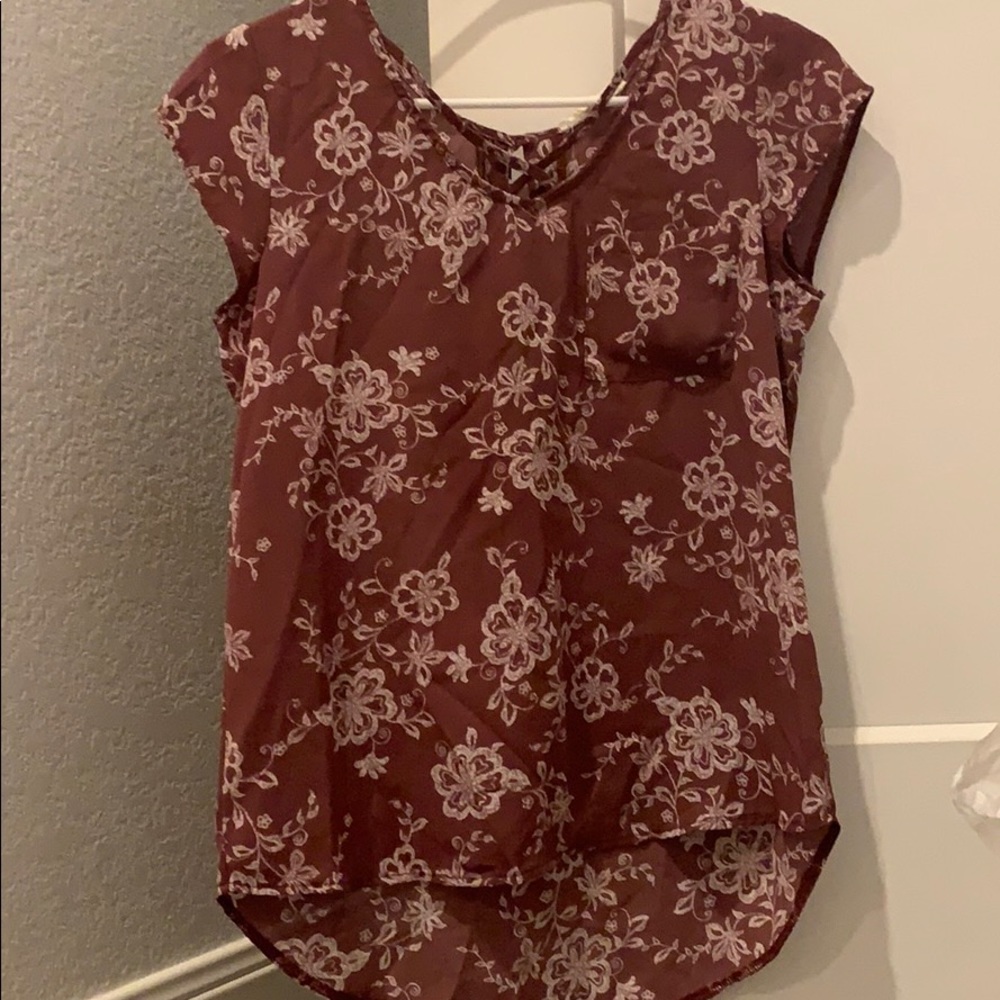 flowery maroon top